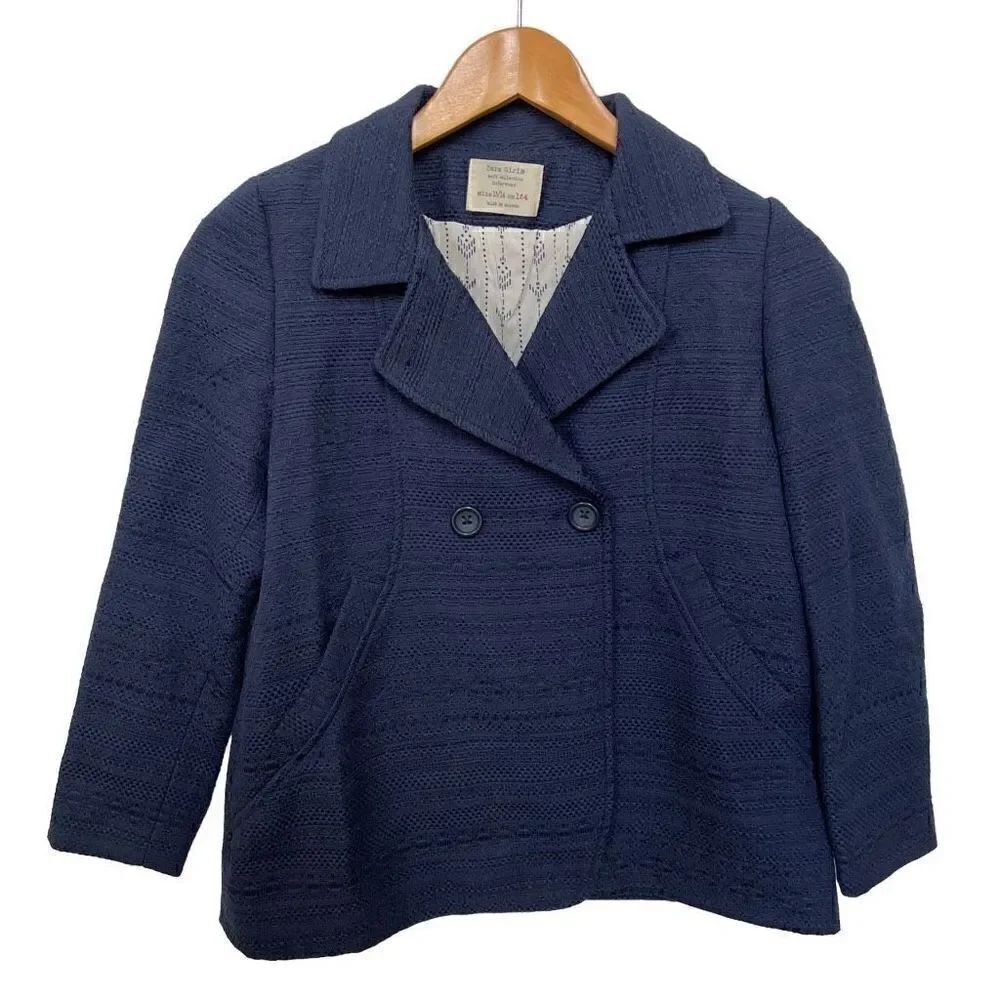 NWOT ZARA Kid’s Jacket pea Coat Navy Blue soft collection Fall Girl’s size 13/14
